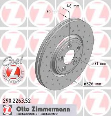 ZIMMERMANN 290226352 Тормозные диски ZIMMERMANN для JAGUAR