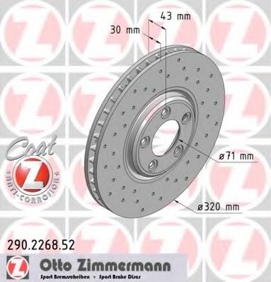 ZIMMERMANN 290226852 Тормозные диски ZIMMERMANN для JAGUAR