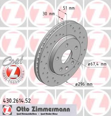 ZIMMERMANN 430261452 Тормозные диски ZIMMERMANN для SAAB 9-5