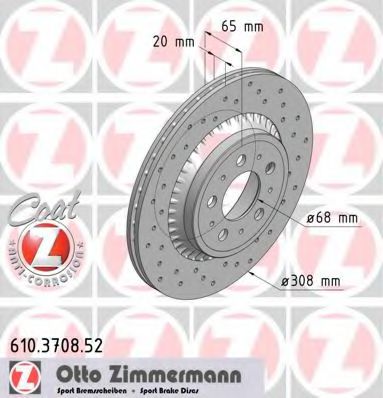 ZIMMERMANN 610370852 Тормозные диски ZIMMERMANN для VOLVO