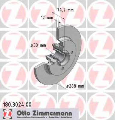ZIMMERMANN 180302400 Тормозные диски ZIMMERMANN для CITROEN