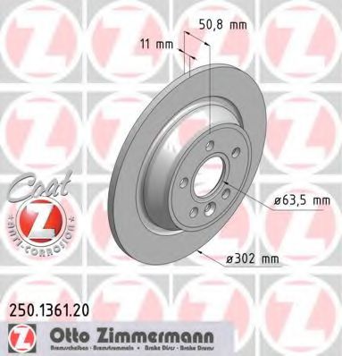 ZIMMERMANN 250136120 Тормозные диски для LAND ROVER RANGE ROVER EVOQUE