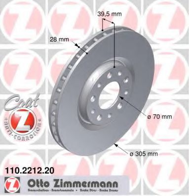 ZIMMERMANN 110221220 Тормозные диски ZIMMERMANN для ALFA ROMEO BRERA