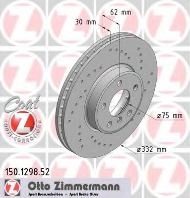 ZIMMERMANN 150129852 Тормозные диски ZIMMERMANN для BMW