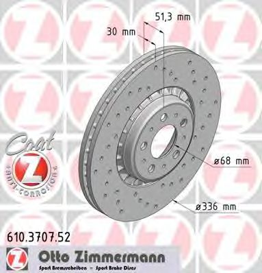 ZIMMERMANN 610370752 Тормозные диски ZIMMERMANN для VOLVO