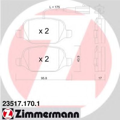 ZIMMERMANN 235171701 Тормозные колодки ZIMMERMANN для ALFA ROMEO