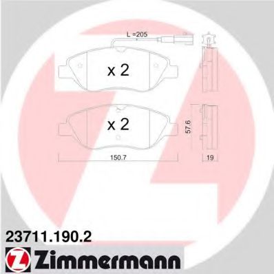 ZIMMERMANN 237111902 Тормозные колодки ZIMMERMANN для ALFA ROMEO