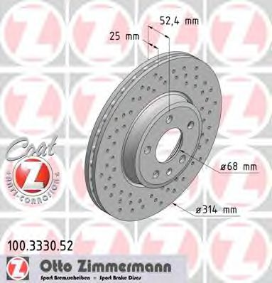 ZIMMERMANN 100333052 Тормозные диски ZIMMERMANN 