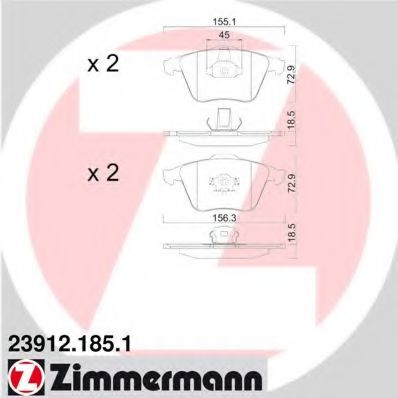 ZIMMERMANN 239121851 Тормозные колодки для VOLVO V40