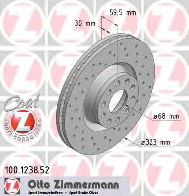 ZIMMERMANN 100123852 Тормозные диски ZIMMERMANN 