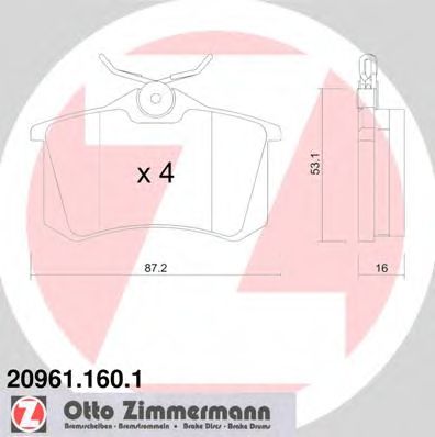 ZIMMERMANN 209611601 Тормозные колодки для RENAULT AVANTIME