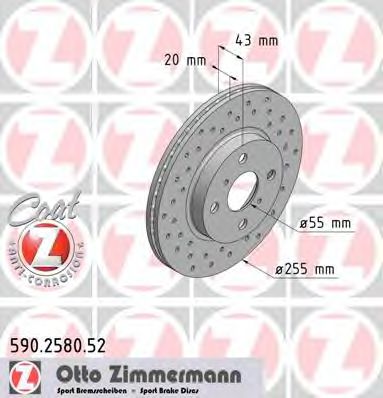 ZIMMERMANN 590258052 Тормозные диски ZIMMERMANN для TOYOTA