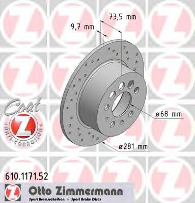ZIMMERMANN 610117152 Тормозные диски для VOLVO 940