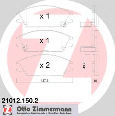 ZIMMERMANN 210121502 Тормозные колодки ZIMMERMANN для HYUNDAI