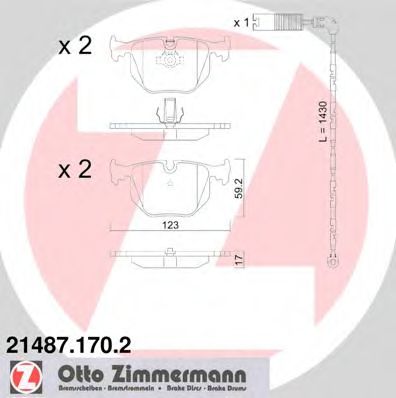 ZIMMERMANN 214871702 Тормозные колодки ZIMMERMANN для BMW