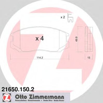 ZIMMERMANN 216501502 Тормозные колодки ZIMMERMANN для MITSUBISHI