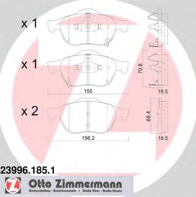 ZIMMERMANN 239961851 Тормозные колодки ZIMMERMANN для TOYOTA