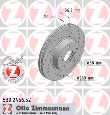 ZIMMERMANN 530245652 Тормозные диски ZIMMERMANN для SUBARU