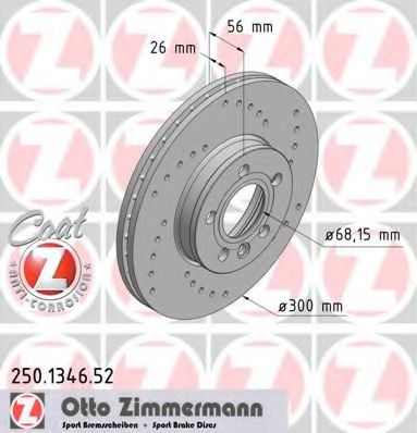 ZIMMERMANN 250134652 Тормозные диски ZIMMERMANN для FORD
