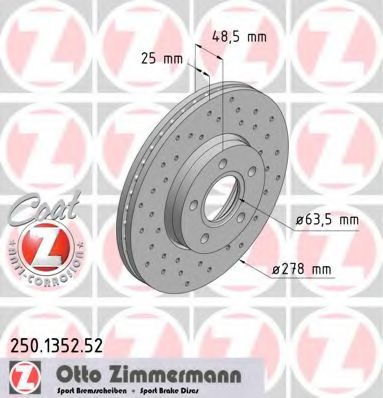 ZIMMERMANN 250135252 Тормозные диски ZIMMERMANN для VOLVO