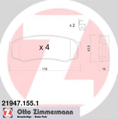 ZIMMERMANN 219471551 Тормозные колодки ZIMMERMANN для MITSUBISHI