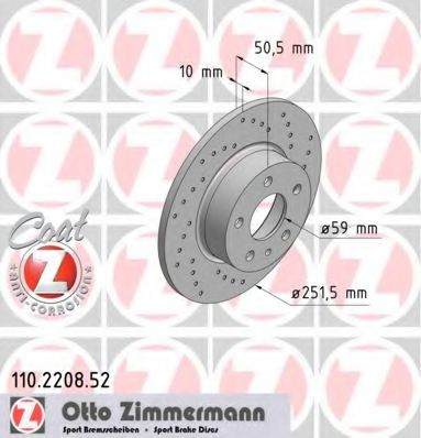 ZIMMERMANN 110220852 Тормозные диски ZIMMERMANN для ALFA ROMEO