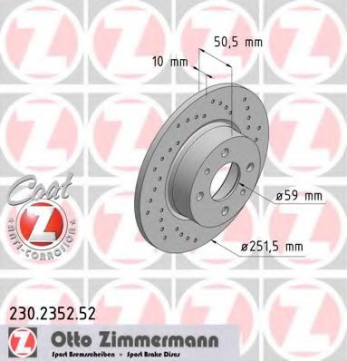 ZIMMERMANN 230235252 Тормозные диски ZIMMERMANN для ALFA ROMEO