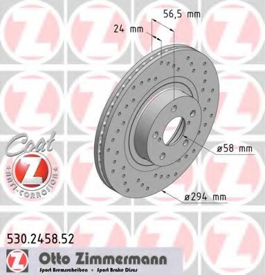 ZIMMERMANN 530245852 Тормозные диски ZIMMERMANN для TOYOTA
