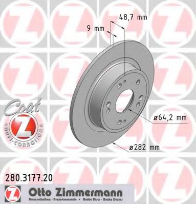 ZIMMERMANN 280317720 Тормозные диски ZIMMERMANN для HONDA
