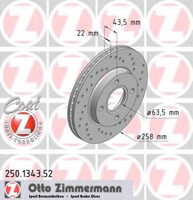 ZIMMERMANN 250134352 Тормозные диски ZIMMERMANN для FORD