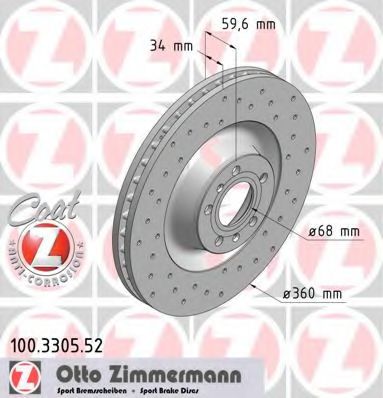 ZIMMERMANN 100330552 Тормозные диски ZIMMERMANN 
