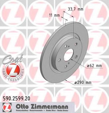 ZIMMERMANN 590259920 Тормозные диски ZIMMERMANN для TOYOTA