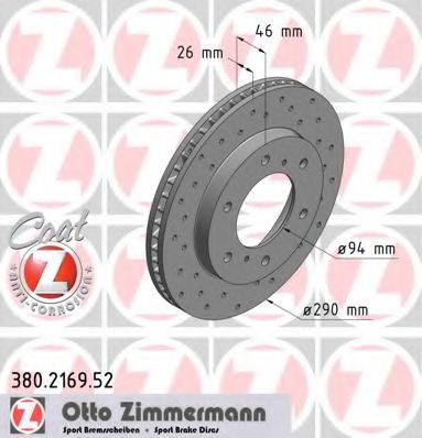 ZIMMERMANN 380216952 Тормозные диски ZIMMERMANN для MITSUBISHI PAJERO