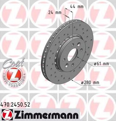 ZIMMERMANN 470245052 Тормозные диски ZIMMERMANN для DACIA
