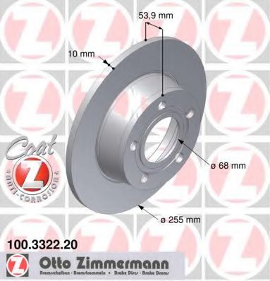 ZIMMERMANN 100332220 Тормозные диски ZIMMERMANN для AUDI