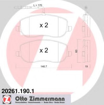 ZIMMERMANN 202611901 Тормозные колодки ZIMMERMANN для LANCIA