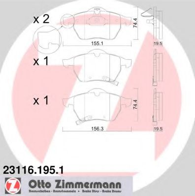 ZIMMERMANN 231161951 Тормозные колодки ZIMMERMANN для SAAB