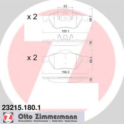 ZIMMERMANN 232151801 Тормозные колодки ZIMMERMANN для RENAULT