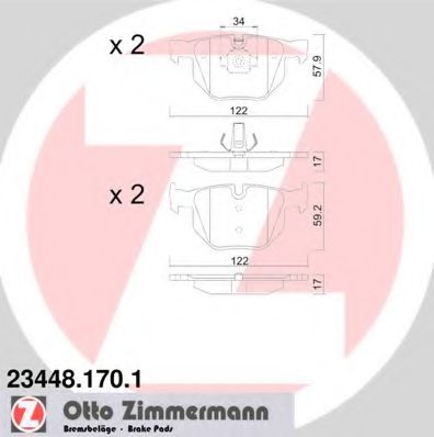 ZIMMERMANN 234481701 Тормозные колодки ZIMMERMANN для BMW