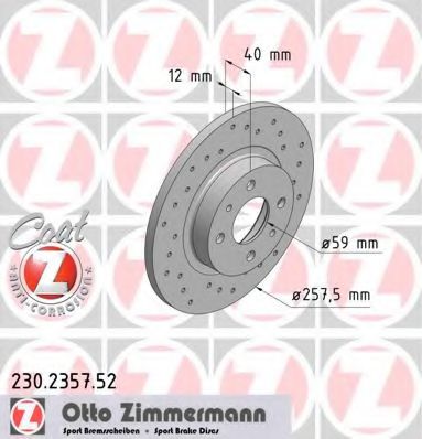 ZIMMERMANN 230235752 Тормозные диски ZIMMERMANN для LANCIA