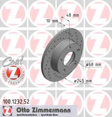 ZIMMERMANN 100123252 Тормозные диски ZIMMERMANN для VOLKSWAGEN