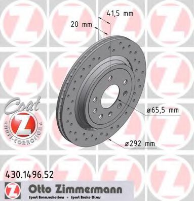 ZIMMERMANN 430149652 Тормозные диски ZIMMERMANN для CADILLAC