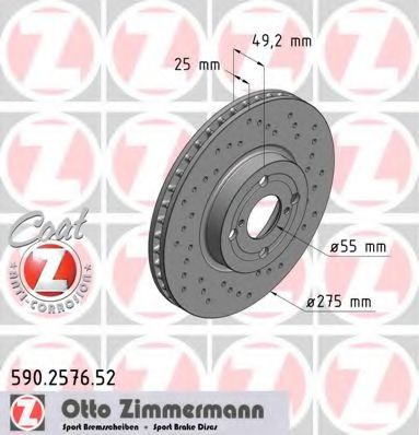 ZIMMERMANN 590257652 Тормозные диски ZIMMERMANN для TOYOTA