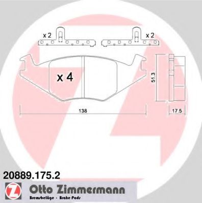 ZIMMERMANN 208891752 Тормозные колодки ZIMMERMANN для SEAT