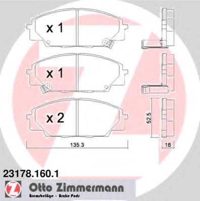 ZIMMERMANN 231781601 Тормозные колодки ZIMMERMANN для HONDA