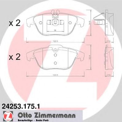 ZIMMERMANN 242531751 Тормозные колодки для MERCEDES-BENZ GLK-CLASS