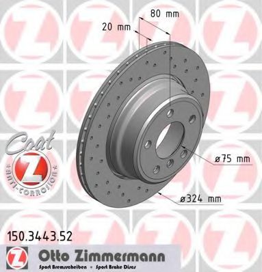 ZIMMERMANN 150344352 Тормозные диски ZIMMERMANN для BMW