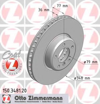 ZIMMERMANN 150348120 Тормозные диски для BMW 6