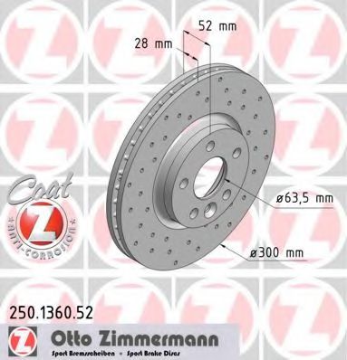 ZIMMERMANN 250136052 Тормозные диски ZIMMERMANN для VOLVO