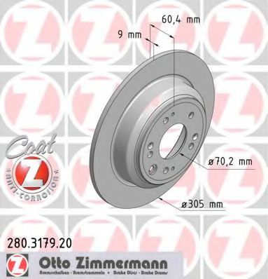 ZIMMERMANN 280317920 Тормозные диски ZIMMERMANN для HONDA